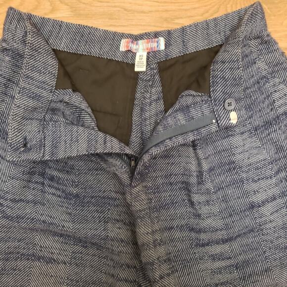 Urban Outfitters 100% Cotton Wide Leg Pleated Herringbone High Rise Blue Pant XS - Picture 6 of 13